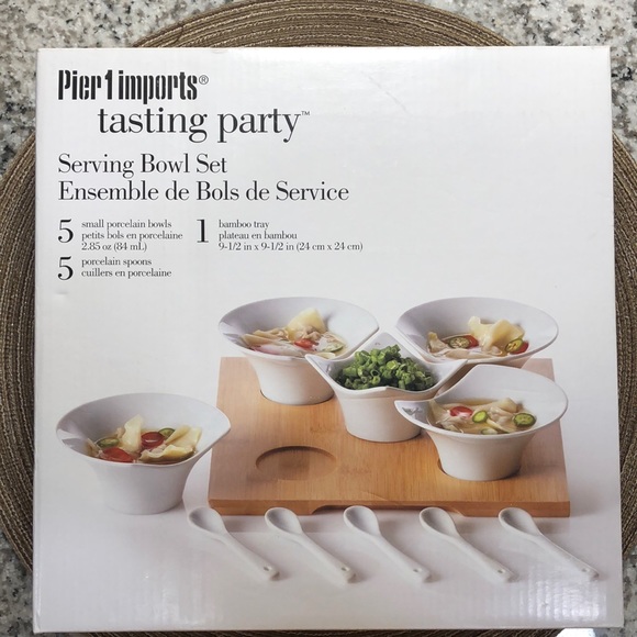 Pier 1 Serving Bowl Set Bamboo Tray